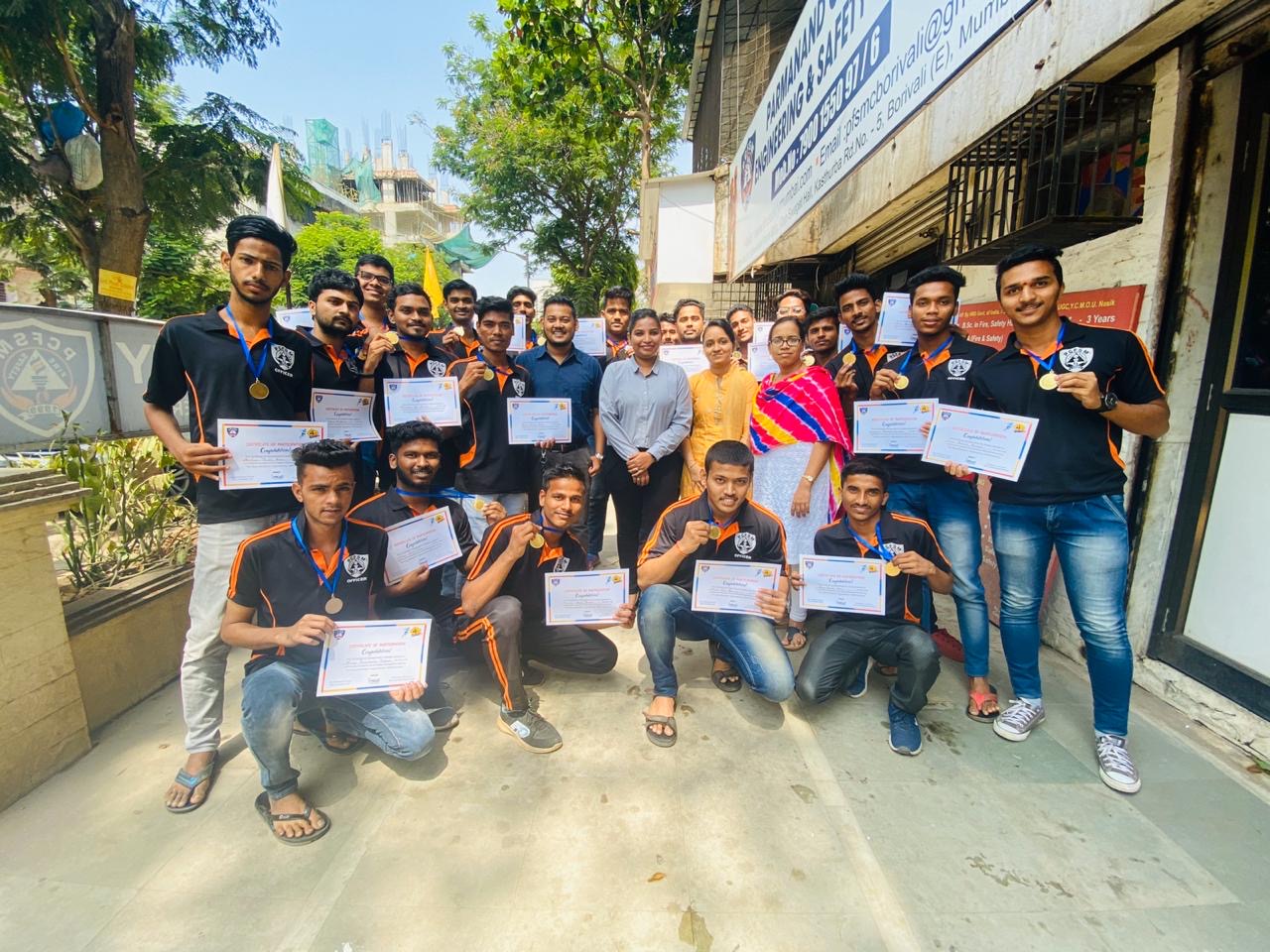 Parmanand College fire safety students receiving certificates